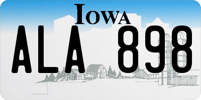 IA license plate ALA898