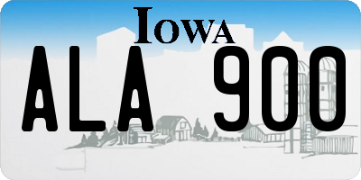 IA license plate ALA900