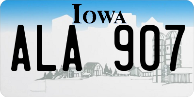 IA license plate ALA907