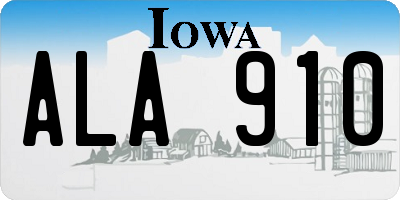 IA license plate ALA910