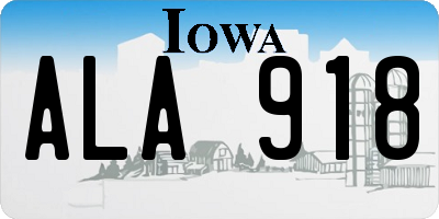 IA license plate ALA918