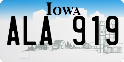 IA license plate ALA919