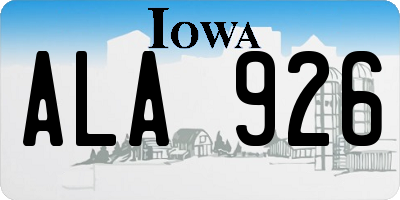 IA license plate ALA926