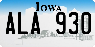 IA license plate ALA930