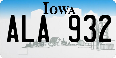 IA license plate ALA932
