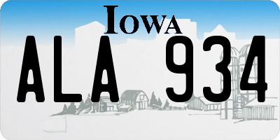IA license plate ALA934