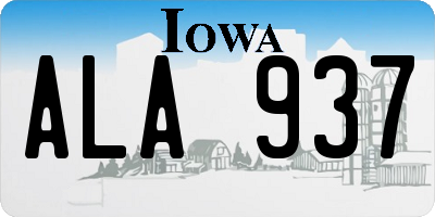 IA license plate ALA937