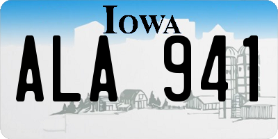 IA license plate ALA941