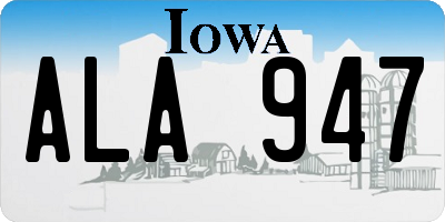 IA license plate ALA947