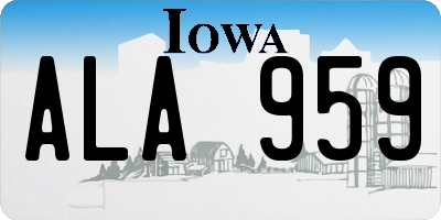 IA license plate ALA959