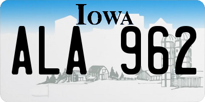 IA license plate ALA962