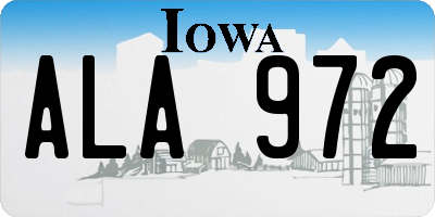 IA license plate ALA972