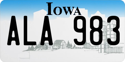 IA license plate ALA983