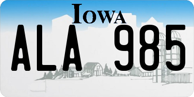 IA license plate ALA985