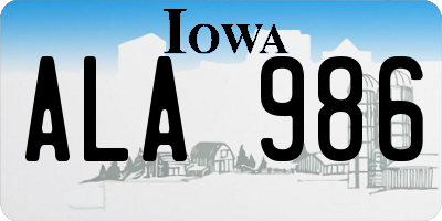 IA license plate ALA986