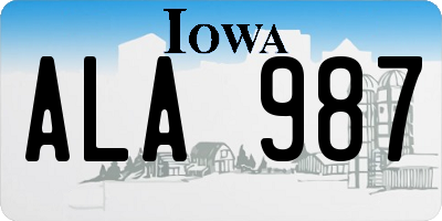 IA license plate ALA987