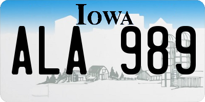 IA license plate ALA989