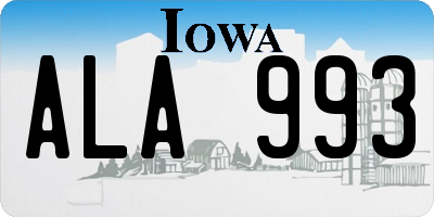 IA license plate ALA993