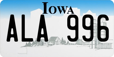 IA license plate ALA996