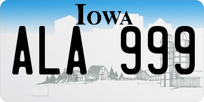 IA license plate ALA999