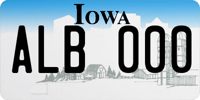 IA license plate ALB000