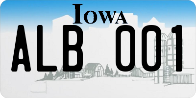 IA license plate ALB001