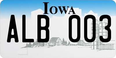 IA license plate ALB003