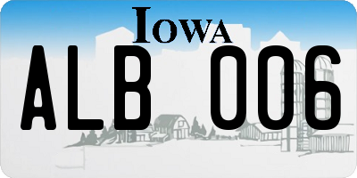 IA license plate ALB006