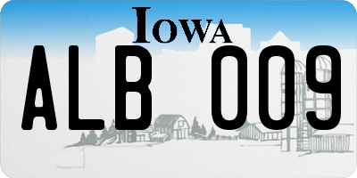 IA license plate ALB009