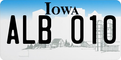 IA license plate ALB010