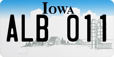 IA license plate ALB011