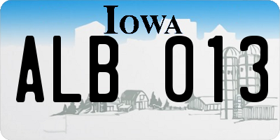 IA license plate ALB013
