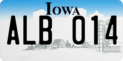 IA license plate ALB014