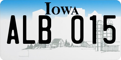 IA license plate ALB015