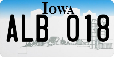 IA license plate ALB018
