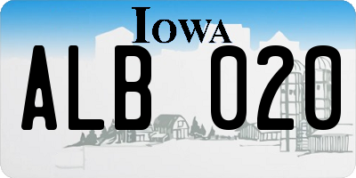 IA license plate ALB020