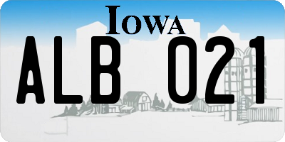 IA license plate ALB021
