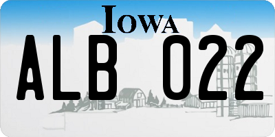 IA license plate ALB022