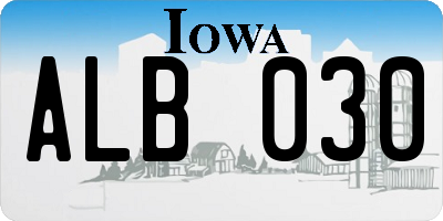 IA license plate ALB030