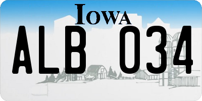 IA license plate ALB034