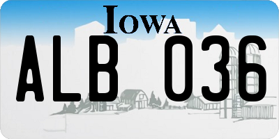 IA license plate ALB036