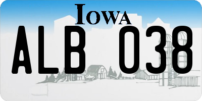 IA license plate ALB038