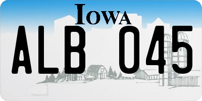 IA license plate ALB045