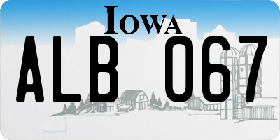 IA license plate ALB067