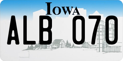 IA license plate ALB070