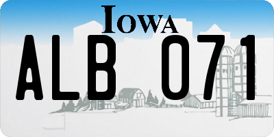 IA license plate ALB071