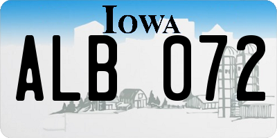 IA license plate ALB072