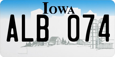 IA license plate ALB074
