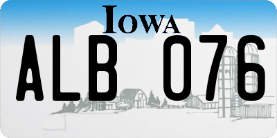 IA license plate ALB076