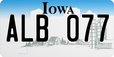 IA license plate ALB077